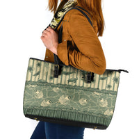 Hawaii Christmas In July Leather Tote Bag Olive Green Mele Kalikimaka Sea Animals