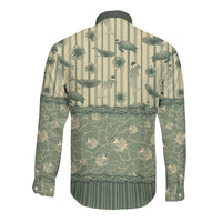 Hawaii Christmas In July Long Sleeve Button Shirt Olive Green Mele Kalikimaka Sea Animals DT05 - Polynesian Pride
