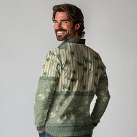 Hawaii Christmas In July Long Sleeve Polo Shirt Olive Green Mele Kalikimaka Sea Animals