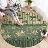 Hawaii Christmas In July Round Carpet Olive Green Mele Kalikimaka Sea Animals