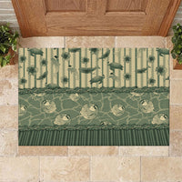 Hawaii Christmas In July Rubber Doormat Olive Green Mele Kalikimaka Sea Animals