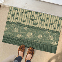 Hawaii Christmas In July Rubber Doormat Olive Green Mele Kalikimaka Sea Animals