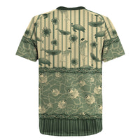 Hawaii Christmas In July Rugby Jersey Olive Green Mele Kalikimaka Sea Animals