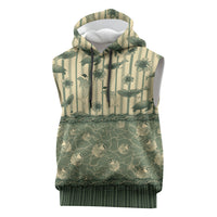 Hawaii Christmas In July Sleeveless Hoodie Olive Green Mele Kalikimaka Sea Animals