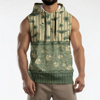 Hawaii Christmas In July Sleeveless Hoodie Olive Green Mele Kalikimaka Sea Animals