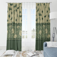 Hawaii Christmas In July Window Curtain Olive Green Mele Kalikimaka Sea Animals DT05 - Polynesian Pride