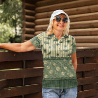 Hawaii Christmas In July Women Polo Shirt Olive Green Mele Kalikimaka Sea Animals