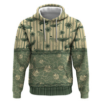 Hawaii Christmas In July Zip Hoodie Olive Green Mele Kalikimaka Sea Animals