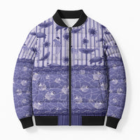 Hawaii Christmas In July Bomber Puffer Jacket Amethyst Purple Mele Kalikimaka Sea Animals
