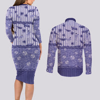 Hawaii Christmas In July Couples Matching Long Sleeve Bodycon Dress and Long Sleeve Button Shirt Amethyst Purple Mele Kalikimaka Sea Animals
