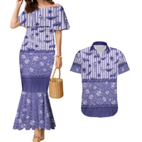 Hawaii Christmas In July Couples Matching Mermaid Dress and Hawaiian Shirt Amethyst Purple Mele Kalikimaka Sea Animals