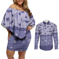 Hawaii Christmas In July Couples Matching Off Shoulder Short Dress and Long Sleeve Button Shirt Amethyst Purple Mele Kalikimaka Sea Animals DT05 Purple - Polynesian Pride