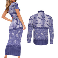 Hawaii Christmas In July Couples Matching Short Sleeve Bodycon Dress and Long Sleeve Button Shirt Amethyst Purple Mele Kalikimaka Sea Animals
