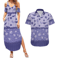 Hawaii Christmas In July Couples Matching Summer Maxi Dress and Hawaiian Shirt Amethyst Purple Mele Kalikimaka Sea Animals