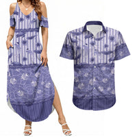 Hawaii Christmas In July Couples Matching Summer Maxi Dress and Hawaiian Shirt Amethyst Purple Mele Kalikimaka Sea Animals DT05 Purple - Polynesian Pride
