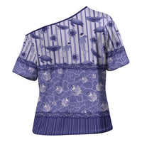 Hawaii Christmas In July Cross Shoulder Shirt Amethyst Purple Mele Kalikimaka Sea Animals