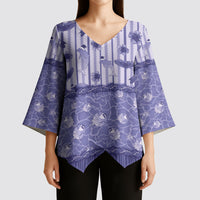 Hawaii Christmas In July Kimono Sleeve Blouse Amethyst Purple Mele Kalikimaka Sea Animals