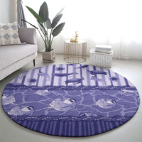Hawaii Christmas In July Round Carpet Amethyst Purple Mele Kalikimaka Sea Animals
