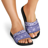 Hawaii Christmas In July Slide Sandals Amethyst Purple Mele Kalikimaka Sea Animals