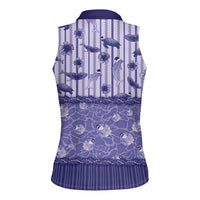 Hawaii Christmas In July Women Sleeveless Polo Shirt Amethyst Purple Mele Kalikimaka Sea Animals