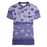 Hawaii Christmas In July Women V-Neck T-Shirt Amethyst Purple Mele Kalikimaka Sea Animals