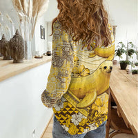 Hawaii Banana Seal Women Casual Shirt Ilio Holo I Ka Uaua Aloha