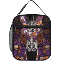Hawaii Halloween Lunch Bag Skeleton Bones Flower Lei Tropical Floral