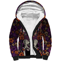 Hawaii Halloween Sherpa Hoodie Skeleton Bones Flower Lei Tropical Floral