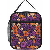 Hawaii Halloween Lunch Bag Skeleton Pumpkin Hawaiian Flower Tribal