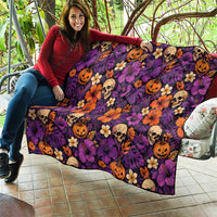 Hawaii Halloween Quilt Skeleton Pumpkin Hawaiian Flower Tribal