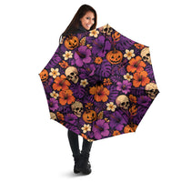 Hawaii Halloween Umbrella Skeleton Pumpkin Hawaiian Flower Tribal