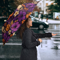Hawaii Halloween Umbrella Skeleton Pumpkin Hawaiian Flower Tribal