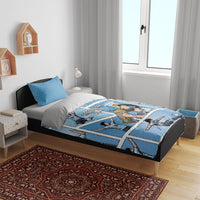 Argentina Football Bedding Set Goat Comic Style Sun Of May