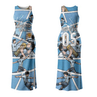 Custom Argentina Football Couples Matching Tank Maxi Dress and Hawaiian Shirt Goat Comic Style Sun Of May