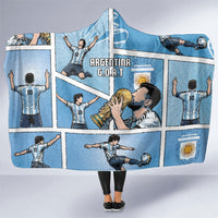 Argentina Football Hooded Blanket Goat Comic Style Sun Of May
