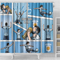 Argentina Football Shower Curtain Goat Comic Style Sun Of May DT05 - Polynesian Pride