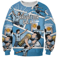 Custom Argentina Football Sweatshirt Goat Comic Style Sun Of May
