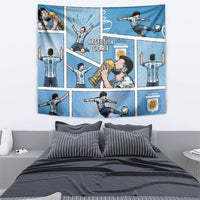 Argentina Football Tapestry Goat Comic Style Sun Of May