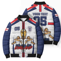 Custom England Football Bomber Puffer Jacket Three Lions Trophy St George Cross