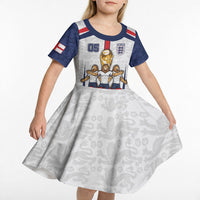 Custom England Football Kid Short Sleeve Dress Three Lions Trophy St George Cross