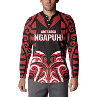 Custom Aotearoa Ngapuhi Button Sweatshirt Maori Pattern New Zealand - Polynesian Pride