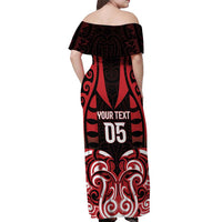 Custom Aotearoa Ngapuhi Off Shoulder Maxi Dress Maori Pattern New Zealand - Polynesian Pride