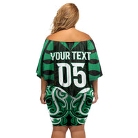 Custom Aotearoa Ngai Tahu Family Matching Off Shoulder Short Dress and Hawaiian Shirt Maori Pattern New Zealand - Polynesian Pride