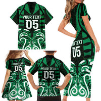 Custom Aotearoa Ngai Tahu Family Matching Short Sleeve Bodycon Dress and Hawaiian Shirt Maori Pattern New Zealand - Polynesian Pride