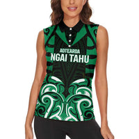 Custom Aotearoa Ngai Tahu Women Sleeveless Polo Shirt Maori Pattern New Zealand - Polynesian Pride