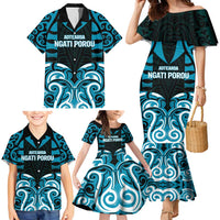 Custom Aotearoa Ngati Porou Family Matching Mermaid Dress and Hawaiian Shirt Maori Pattern New Zealand - Polynesian Pride