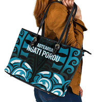 Aotearoa Ngati Porou Leather Tote Bag Maori Pattern New Zealand - Polynesian Pride