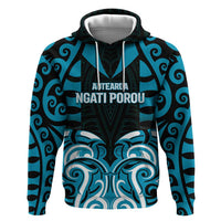 Custom Aotearoa Ngati Porou Zip Hoodie Maori Pattern New Zealand - Polynesian Pride