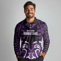 Custom Aotearoa Rangitane Long Sleeve Polo Shirt Maori Pattern New Zealand - Polynesian Pride