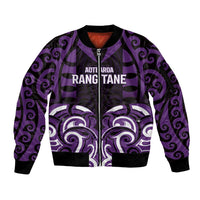 Custom Aotearoa Rangitane Sleeve Zip Bomber Jacket Maori Pattern New Zealand - Polynesian Pride